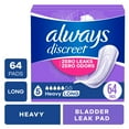 thumbnail image 2 of (2 pack) Always Discreet Adult Incontinence Pads for Women, Heavy Absorbency, Long Length, Postpartum Pads, 64 Count, 2 of 11