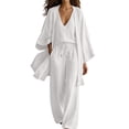 thumbnail image 2 of Idoravan Women Clothes 3 Piece Sets for Women Tank Tops Wide Leg Pants Cover Jacket Fashion Women V-Neck Sleeveless Tank Long Sleeve Cardigan and Long Pants Casual 3Pc Sets, 2 of 7