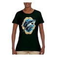 thumbnail image 2 of Ocean Shark Big Mouth Womens Graphic T-Shirt, Forest Green, 3XL, 2 of 3