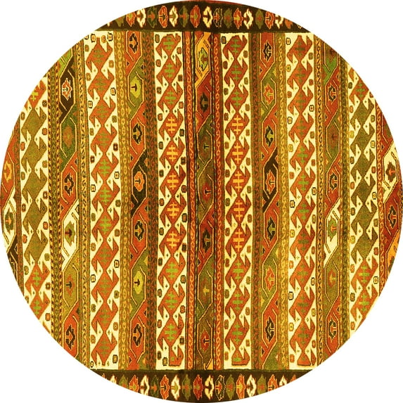 Ahgly Company Indoor Round Southwestern Yellow Country Area Rugs, 3' Round