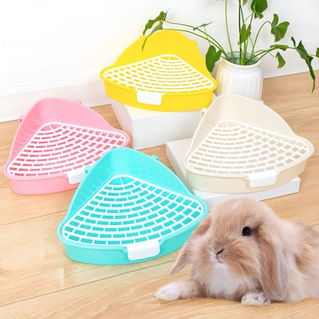 TELOLY Pet Toilet Convenient Rabbit Litter Box Easy to Clean Large Hollowed-out Triangular Area Small Animal Toilet Pet Supply