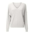 thumbnail image 4 of Comdrip Winter Sweaters for Women, Womens Solid Color Sweaters Casual V Neck Long Sleeve Knit Pullover Fall Outfits Tops Womens Fall Sweaters White XL, 4 of 4