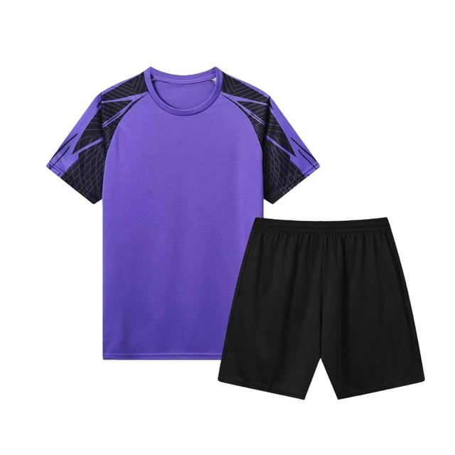 Miluxas Ensemble de Shorts Athlétiques pour Garçons - 2 Pcs T-Shirt de Performance Léger à Manches Courtes et Shorts de Course pour Garçons Violet 2TP(2TP)