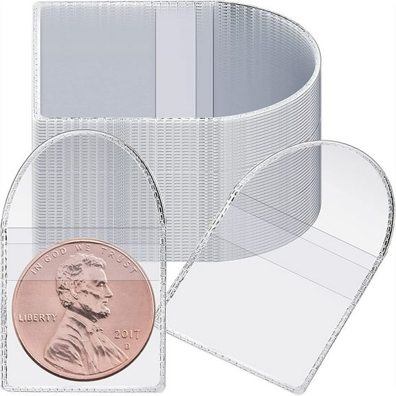 50Pcs Single Pocket Coin Sleeves Collectors 2.2 inch Individual Clear Plastic Sleeves Holders Small Coin Holders Plastic Coin Pouch Single Coin Protector for Coins Jewelry and Small Items Storage