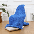 thumbnail image 4 of Comtest Chunky Knit Throw Blanket Chenille, Denim Blue, 60"x80"(Full Size), 4 of 6