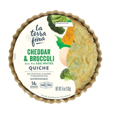La Terra Fina Broccoli Cheddar Flavor Quiche, Packaged Tray, Soft Texture, 6 oz, 1 Serving, Frozen