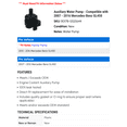 thumbnail image 2 of Auxiliary Water Pump - Compatible with 2007 - 2016 Mercedes-Benz GL450 2008 2009 2010 2011 2012 2013 2014 2015, 2 of 2