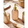 thumbnail image 6 of Cirhy Amber Brown Glass Bathroom Accessories Set, 4 Piece Bathroom Set with Soap Dispenser, Toothbrush Holder, Qtip Holder and Tray, Vintage Bathroom Decor Set for Home Apartment, 6 of 7