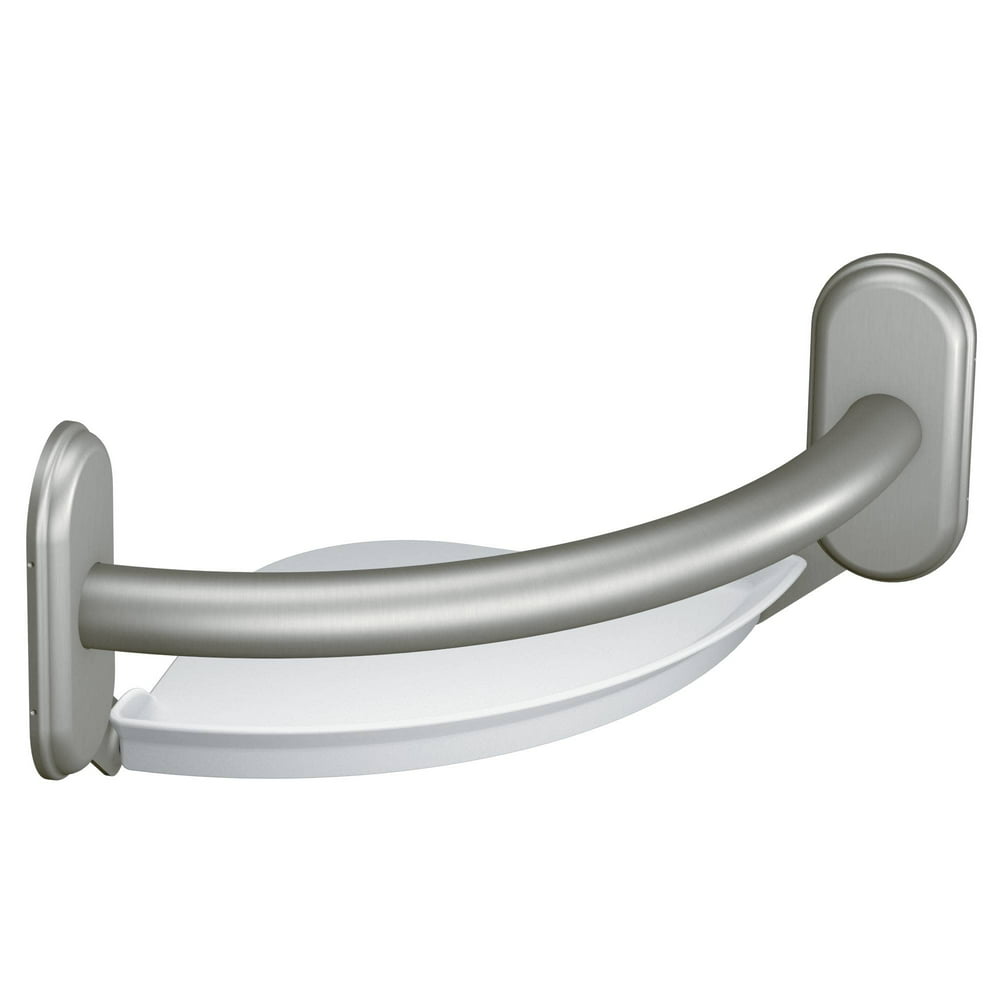 Moen Grab Bar Brushed Nickel 9" Grab Bar With Corner Shelf Walmart