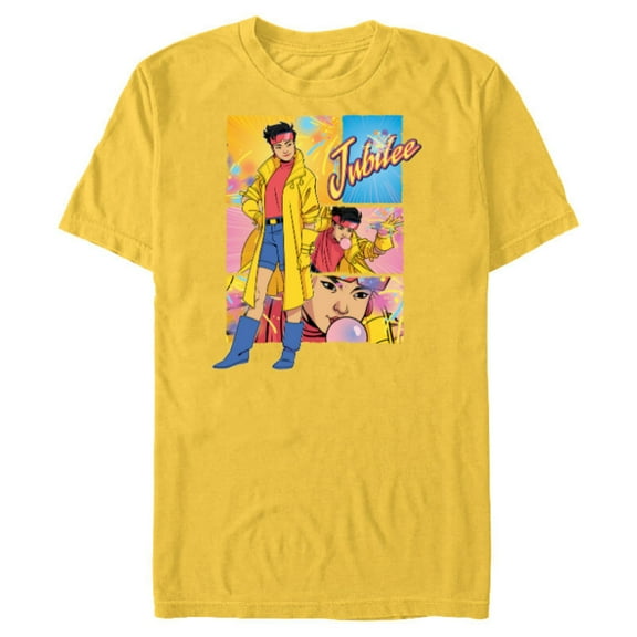 Marvel Studios X-Men ’97 Jubilee Powers & Logo Action Panels- Short Sleeve Blended T-Shirt for Adults - Customized-Yellow
