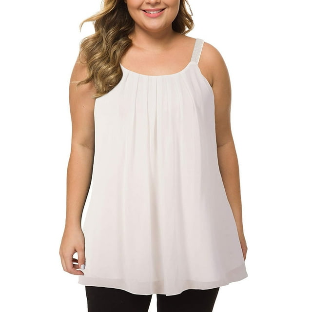 SMihono Hauts pour Femmes Débardeur pour Femmes Mode Chiffon Femme Camisole Sans Manches Dames Col Rond Camis Débardeurs Unis Débardeurs pour Femmes Hauts d'Été pour Femmes
