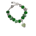 thumbnail image 2 of Delight Jewelry Silvertone Lime Green Crystal Sparkle Spinner - Green Irish Luck Bead Charm Bracelet, 7.5", 2 of 4