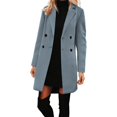 thumbnail image 2 of Uaswgudfs Women's Solid Color Long Wool Blend Coat, Mid-Length Trench Coat, Casual Long Sleeve Outerwear for Women White 2XL, 2 of 9