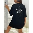 thumbnail image 4 of Butterfly Print Drop Shoulder Tee Graphic Tees Women Tops, 4 of 7