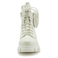 thumbnail image 3 of Soda Women Chunky Thick Heels Combat Lug Sole Ankle Boots Lace Up Booties Side Zipper Pouch BREACH-S White 9, 3 of 4