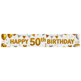 thumbnail image 2 of Glittery Gold Happy 50th Birthday Banner Background Party Decoration Photo Backdrop for Birthday Party Celebrations Photography Props Supplies, 2 of 7