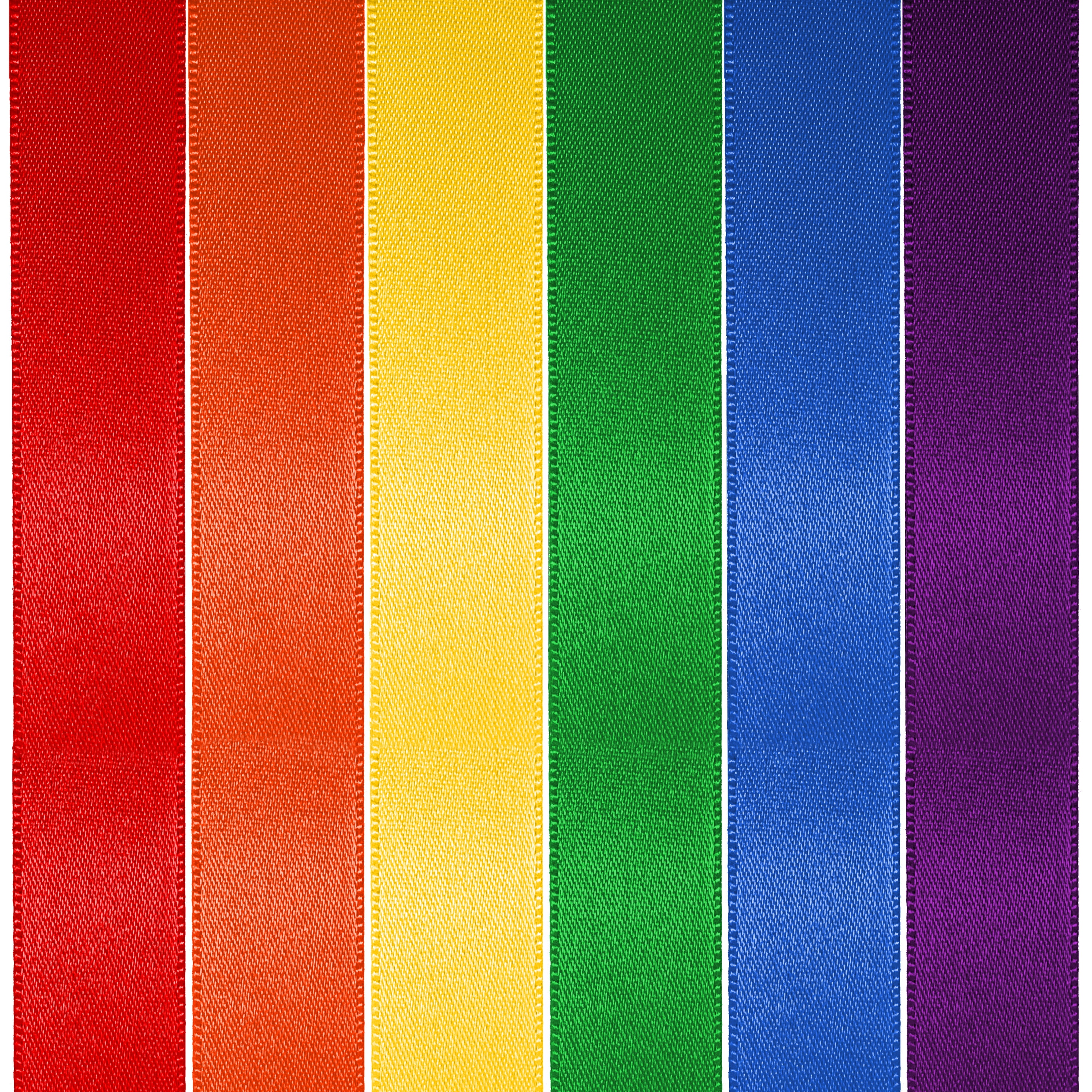 Double Faced Satin Rainbow Ribbon Pack, 6 Colors, 3/8 inch x 600 Yards by Gwen Studios