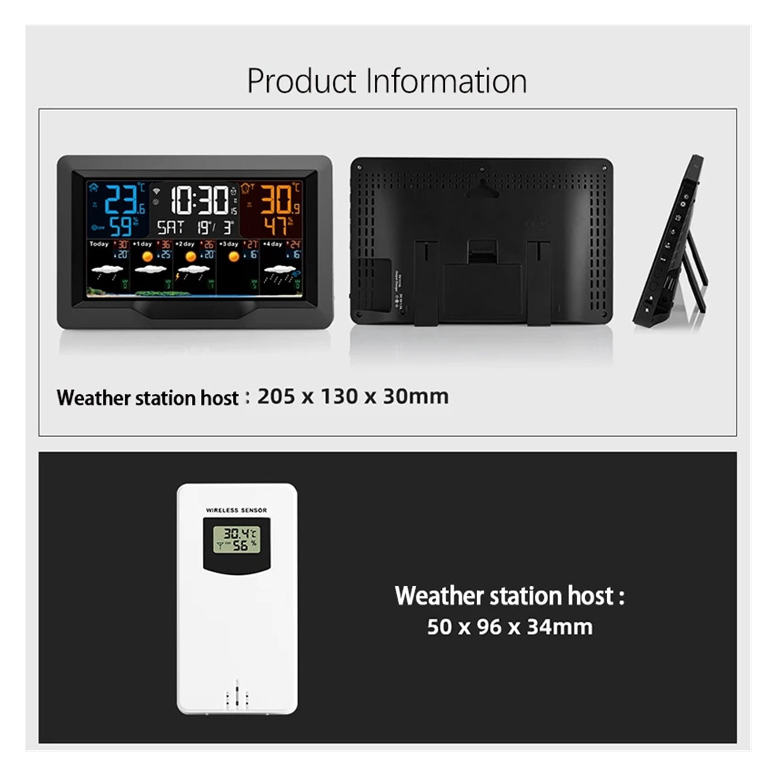 WIFI Smart Weather Station Color Screen APP Control Weather Alarm Clock Indoor and Outdoor
