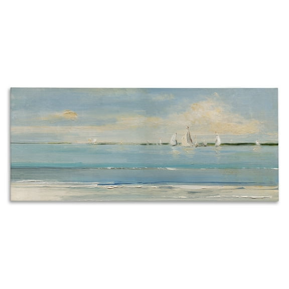 Stupell Industries Distant Painterly Sailboats Nautical & Beach Painting Wrapped Canvas Art Print Wall Art, 24 x 10