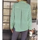 thumbnail image 4 of Blusa a rayas para mujer con botones y bolsillo con cuello en V y manga larga para uso diario, 4 of 6
