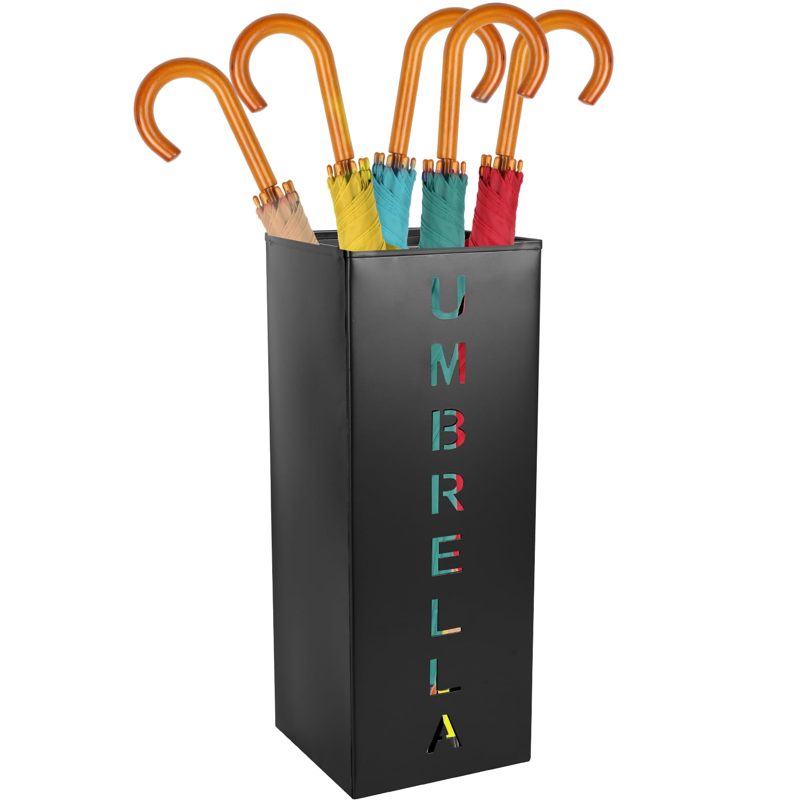 Eummy Metal Umbrella Holder Umbrella Stand Rack 16.5x6.3x6.3inchDecorative Umbrella Holder Bin Multipurpose Walking Sticks Holder  for Home Entryway Office Hotel and Supermarket