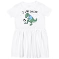 thumbnail image 3 of Inktastic I Love Soccer-dinosaur in Blue Girls Toddler Dress, 3 of 5