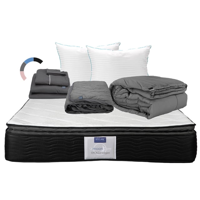 Colchon Legan King Size+Almohada Royal Twin+Protector Lux+Sabanas Royal+Edredon Homy