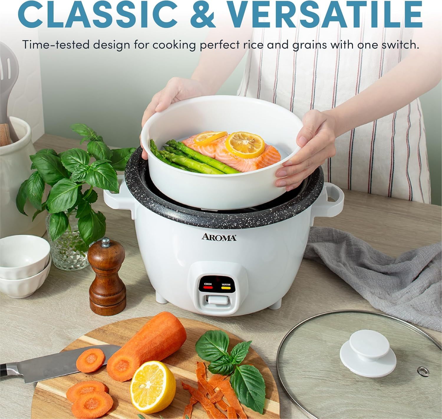 20-Cup Rice Cooker & Steamer with Bonded  Pot, Non-Stick & Easy Cleanup