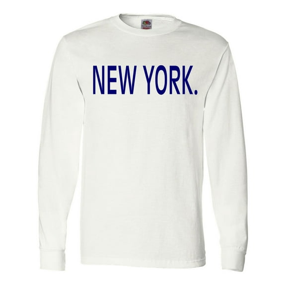 Inktastic New York in Blue Text Long Sleeve T-Shirt