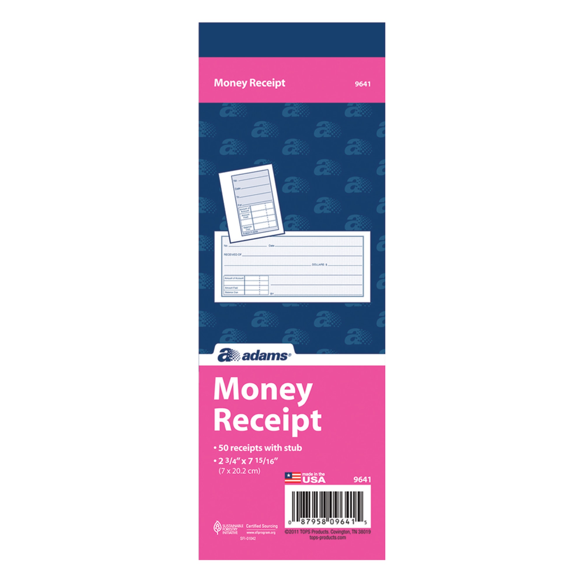 Adams Money Receipt Book With Stub 5 15/16in. x 2 3/4in. - Walmart.com