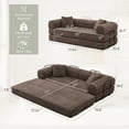 thumbnail image 3 of Timbernest Full Size Convertible Sleeper Sofa Bed 78" Folding Sofa Bed with 2 Pillows 3-Seat Floor Mattress Sofa for Living Room, No Assembly, Brown, 3 of 11