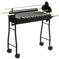 thumbnail image 3 of Outsunny Portable Charcoal BBQ Grills Steel Rotisserie Outdoor Cooking Height Adjustable with 4 Wheels Large / Small Skewers Portability, 3 of 10