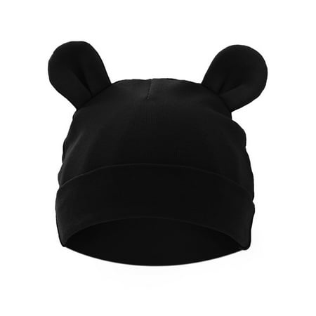 

BIZIZA Toddler Baby Hats Solid Color Beanie Caps Warm Pompom Cute for 6M-3Y Child Black One Size