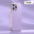 thumbnail image 1 of Genuine Cowhide Leather Phone Case for iPhone 16 14 12 13 15 Pro Max 15Pro 14Pro Luxury Plating Full Lens Protection Back Cover Purple(A006) For iPhone 14Pro Max, 1 of 6