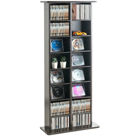 VEVOR Media Storage Cabinet, 8-layer DVD Shelf Holds up to 464 CDs, Adjustable CD Shelves 16 Compartments, Protects & Organizes Music, Movie, Video Games or Memorabilia Collections, Espresso