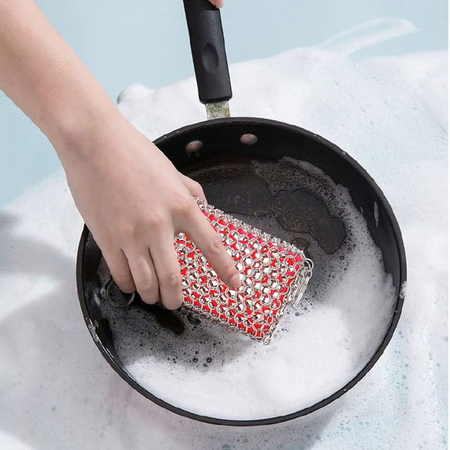 Cqxid Fournitures de Nettoyage de Cuisine à Moins de 10$ Tampon à Récurer en Maille Carrée en Acier Inoxydable 316 Gel de Silice de Qualité Alimentaire Brosse à Pot Écran Four Assiette Brosse à Pot