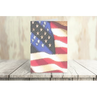 Old Glory American Flag Photographic Smooth Blank Note Cards with Red Envelopes 16 Count