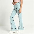 Puntoco Girls Star Print Flare Pants Button Zip Bootcut Trousers with ...