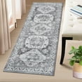 thumbnail image 3 of FairOnly Grey 2'x6'Low Pile Vintage Washable Floral Indoor Runner Rug for Hallway Non Slip Floor Rug for Kitchen, 3 of 7