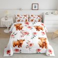 thumbnail image 2 of Manfei Animal Highland Cow King Size Comforter Sets 3pcs,Kawaii Flowers Comforters King Size,Cartoon,1 Comforter and 2 Pillowcases,Reversible, 2 of 6