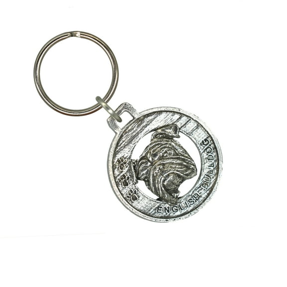 English Bulldog Keychain, D072KC, 1 1/2 Inch, Dog, Bully, Pet, Metal, Pet, Gift, Handcrafted in the USA, Multiple Breed Designs Available, 100% American Made