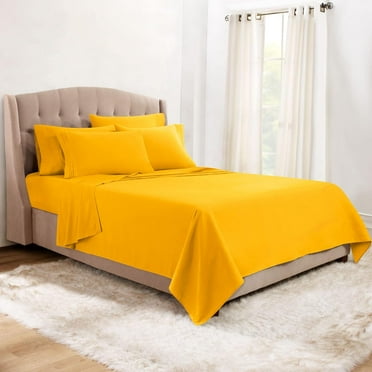 Queen Sheets, 6 Piece Set - Hotel Luxury Sheets for Queen Size Bed, Super Soft Bedding Sheets & Pillowcases, Queen Size, Yellow