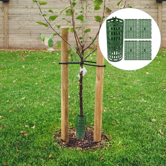 LEORX 5Pcs Plastic Tree Trunk Cover Green Windproof Tree Guard Protectors for Outdoors