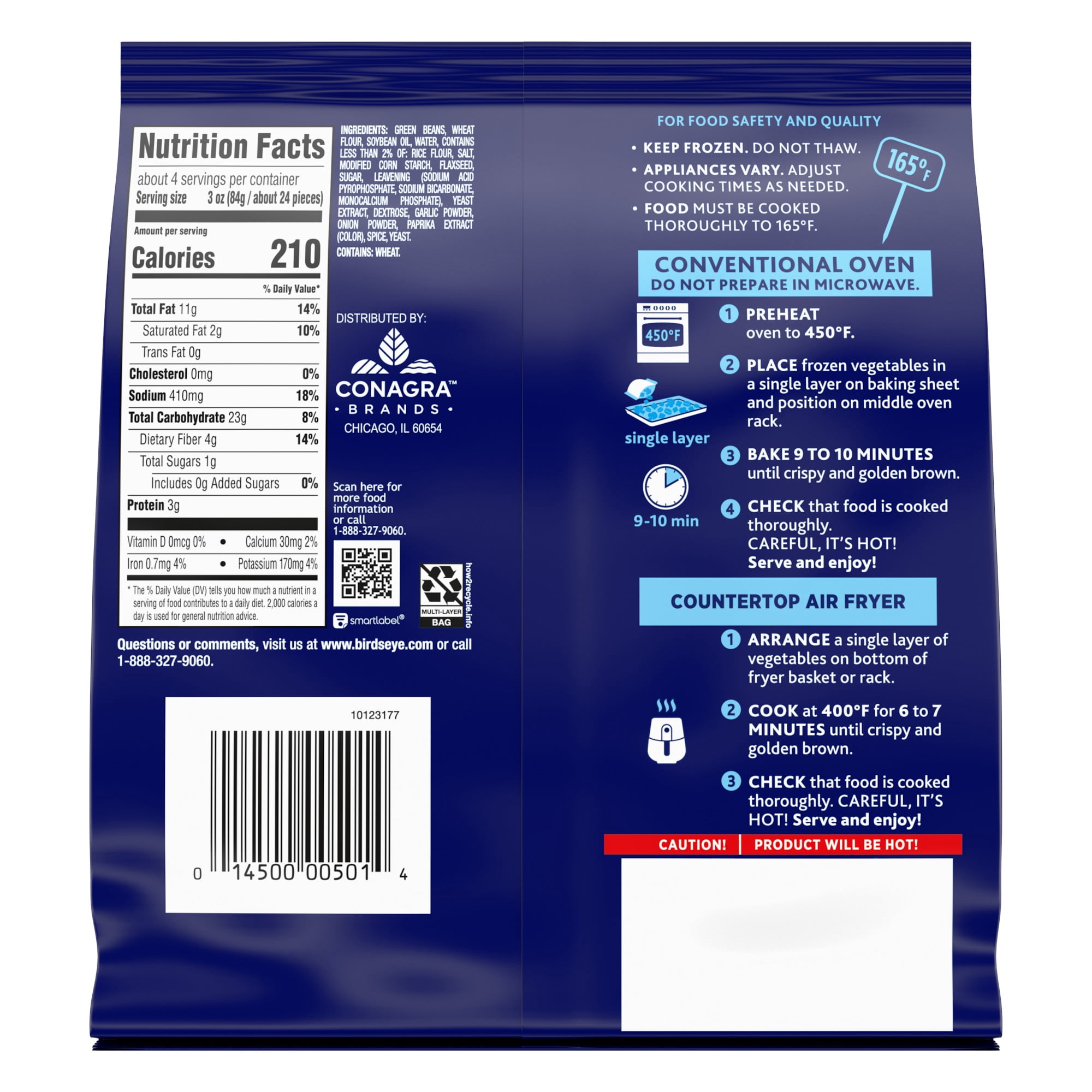 Birds Eye Crispy Green Beans, 4g of Fiber per Serving, Frozen Vegetables, 12 oz. Bag