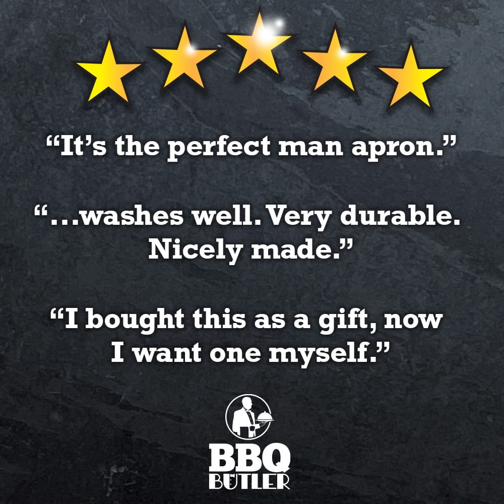BBQ Butler Grilling Apron - Premium Grill Canvas Apron - Deluxe Leather