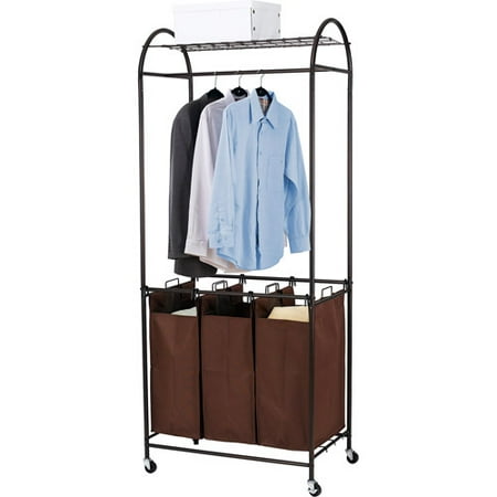 Canopy 3-Bin Laundry Center with Garment Rack, Bronze