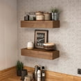 thumbnail image 4 of Wall Floating Shelves, Rustic Wood Wall Shelf Handmade - Wooden Shelves for Bathroom Kitchen Livingroom(Light Walnut, 17 Inch - 2 Pack), 4 of 10