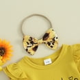 thumbnail image 5 of Bagilaanoe 3pcs Newborn Baby Girl Shorts Set Short Sleeve Letter Print Romper Tops + Sunflower Shorts + Headband 3M 6M 9M 12M 18M Infant Casual Summer Clothes, 5 of 8