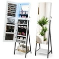 thumbnail image 1 of Costway Jewelry Cabinet Armoire 3 Color LED Modes Full-Length Frameless Mirror Lockable, 1 of 10