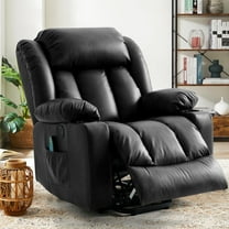 INGALIK Large Power Lift Recliner Chair with Heating and Massage, Breathable Leather Electric Lift Assist Recliner for Living Room with USB Charge, Cup Holders (Black)